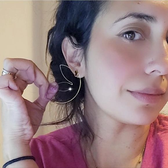 Handmade gold plated earrings butterfly large - Picture 4 of 4